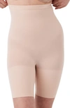 Spanx Everyday Shaping High Waist Mid-thigh Shorts In Soft Nude