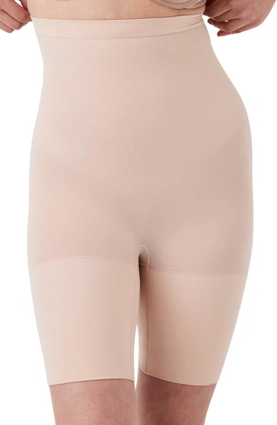 Spanx Everyday Shaping High Waist Mid-thigh Shorts In Soft Nude