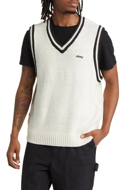 Obey Alden V-neck Sweater Vest In Unbleached