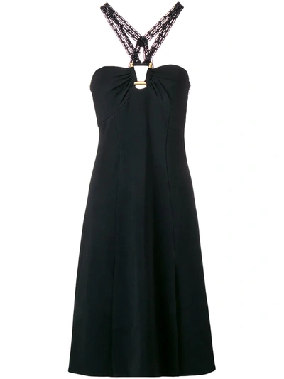 Proenza Schouler Sleeveless Halter A-line Crepe Midi Dress In Black