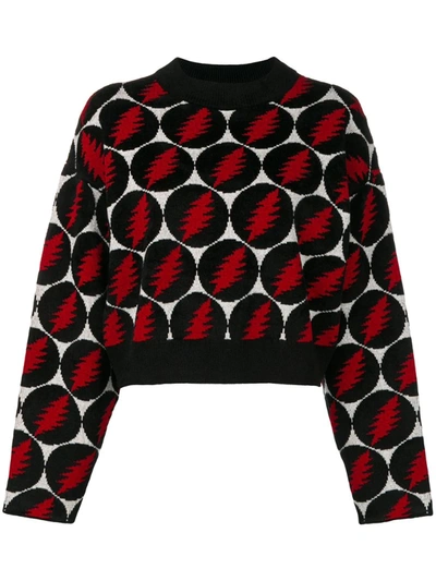 Proenza Schouler Crewneck Long-sleeve Lightning-bolt Pullover Sweater In Multi