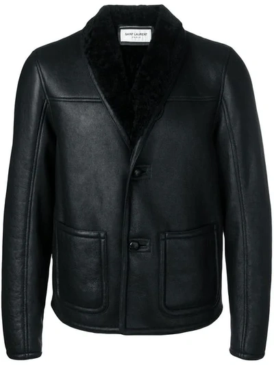 Saint Laurent Shearling Lined Jacket In Black