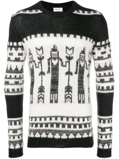 Saint Laurent Totem Knit Crew-neck Sweater In Black