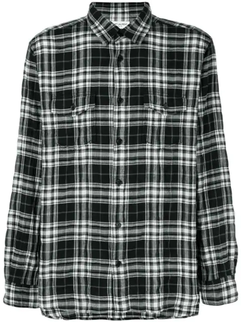 Saint Laurent Men's Cotton/wool Plaid Flannel Shirt In Black Saint Laurent Men's Cotton/wool Plaid Flannel Shirt In Black