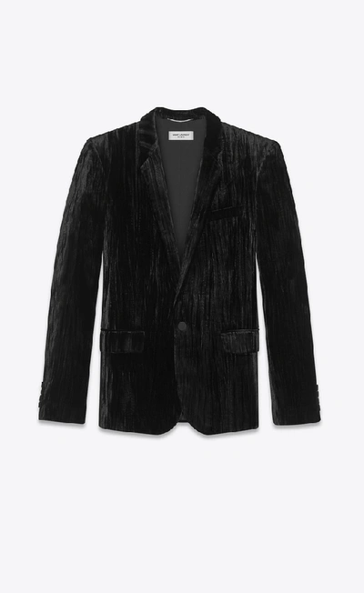 Saint Laurent Crushed Velvet Jacket In Black