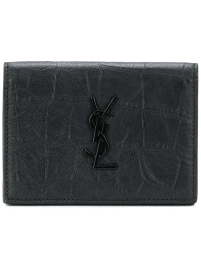 Saint Laurent Monogram Business Card Case In Black