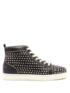 Christian Louboutin - Louis Spike Embellished High Top Trainers - Mens - Black