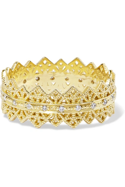 Grace Lee Eternity Lace 14-karat Gold Diamond Ring