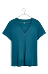 Madewell Whisper Cotton V-neck T-shirt In Coastal Sea