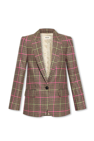Zadig & Voltaire Plaid-check Single-breasted Blazer In Pink