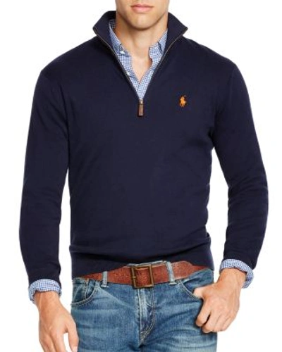 Polo Ralph Lauren Zip Pima Sweater In Hunter Navy | ModeSens