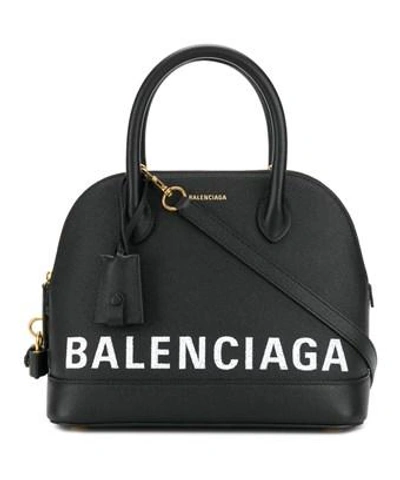 Balenciaga Ville Palladium Top Handle Medium Aj Borsa A Mano Con Tracolla E Logo In Nero