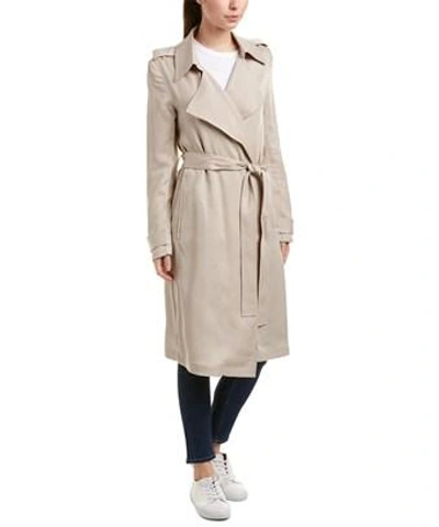 Bagatelle Drapey Trench Coat In Taupe