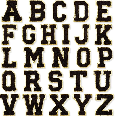 Threaded Pear Black Self Adhesive Chenille Letters Patches