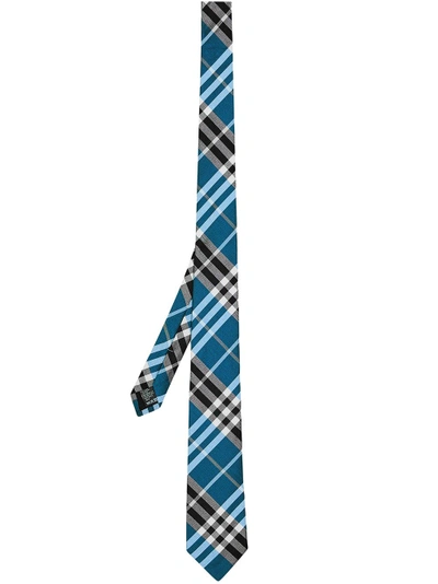Burberry Manston Plaid Skinny Tie In Bright Cobalt