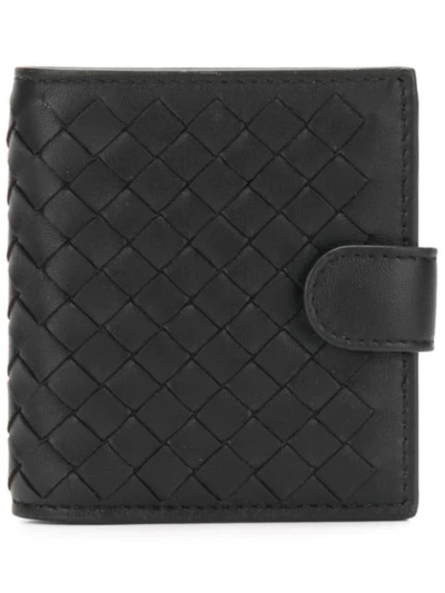 Bottega Veneta Intrecciato Bi-fold Leather Wallet In Black