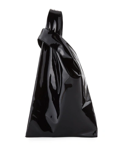 Hayward Vegan Patent Leather Shopper Tote Bag In Black