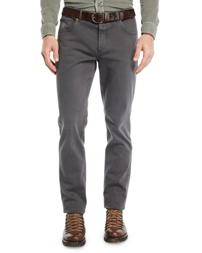 Brunello Cucinelli Men's Straight-leg Denim Pants In Dark Gray