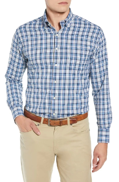 Peter Millar Flint Check Performance Sport Shirt In Navy