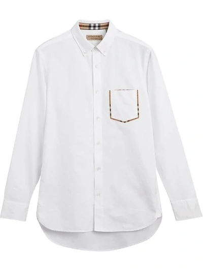 Burberry Harry Check-accented Regular Fit Shirt In White