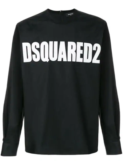Dsquared2 Men's Logo Graphic Long-sleeve T-shirt In Black