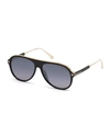Tom Ford Men's Shield Acetate Sunglasses - Gradient Lens In Black/gold
