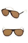 Tom Ford Men's Shield Acetate Sunglasses - Solid Lens In Dark Havana / Brown