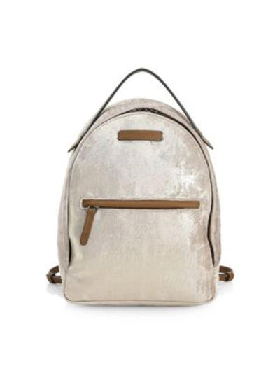Brunello Cucinelli Medium Velvet Backpack With Monili Strap In Multi