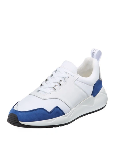 Buscemi Men's Ventura Lace-up Trainer Sneakers In White/blue