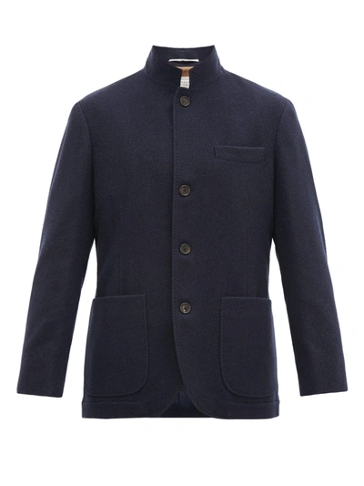 Brunello Cucinelli Men's Cashmere Patch-pocket Jacket In Blue