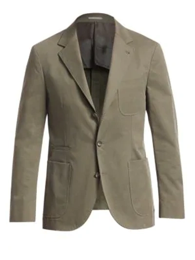 Brunello Cucinelli Men's Patch-pocket Cotton Blazer Jacket In Green
