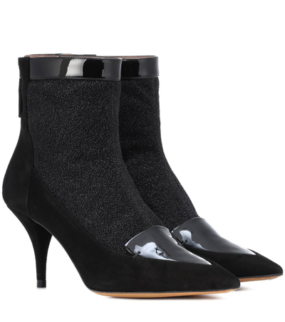 Tabitha Simmons Alana Glittered Suede Ankle Boots In Black