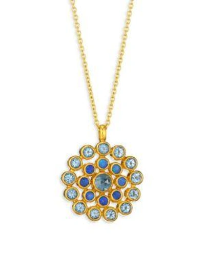 Gurhan Juju Opal, Blue Topaz, 22k Yellow Gold, 24k Yellow Gold & 18k Yellow Gold Evil Eye Pendant Necklace