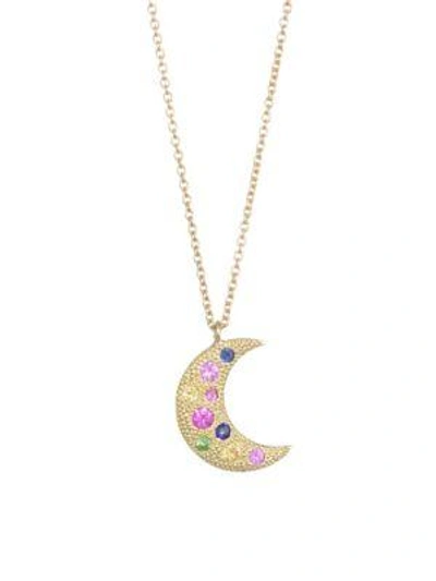 Nayla Arida 18k Yellow Gold Multicolor Sapphire Moon Necklace