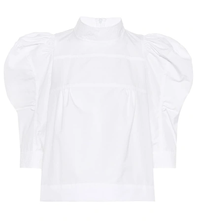 Chloé Puff-shoulder Cotton Blouse In White