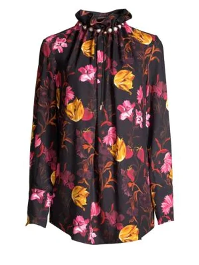 Mother Of Pearl Dorothea Faux-pearl Floral Blouse In Vienna Floral