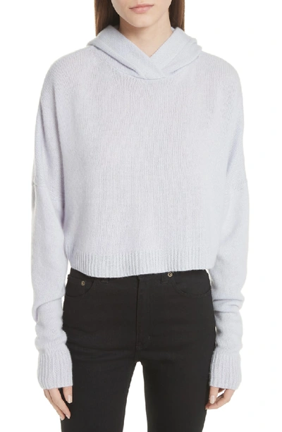 Theory Cropped Cashmere Hoodie In Lavender