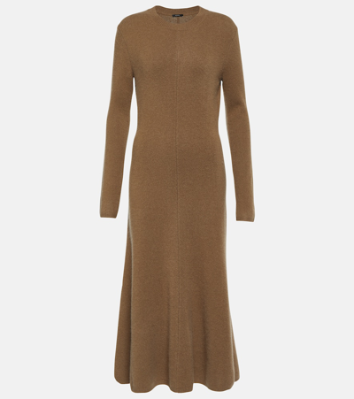 Joseph Cashmere-blend Midi Dress In Brown