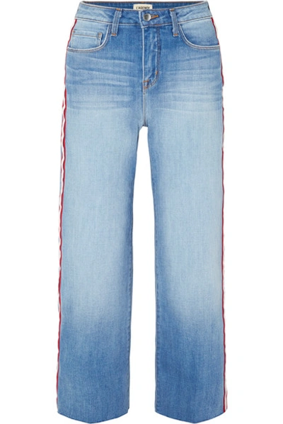 L Agence Danica Cropped Striped High-rise Wide-leg Jeans In Blue