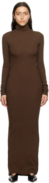 Éterne Long-sleeve Turtleneck Maxi Dress In Earth