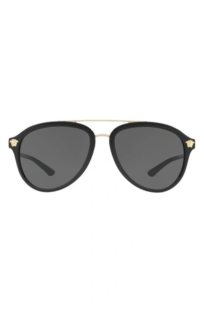 Versace Rock Icons 58mm Aviator Sunglasses In Black Solid