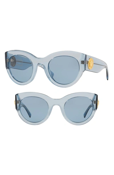 Versace Tribute 51mm Cat Eye Sunglasses - Transparent Azure Solid
