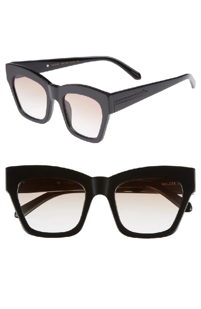 Karen Walker Treasure 52mm Cat Eye Sunglasses - Shiny Black/ Brown