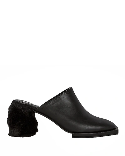 Reike Nen Faux Fur Block Heel Mules In Black