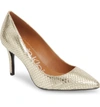 Calvin Klein 'gayle' Pointy Toe Pump In Soft Gold Leather