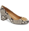 Tory Burch Women's Chelsea Round Toe Snakeskin-embossed Leather Pumps In Warm Roccia
