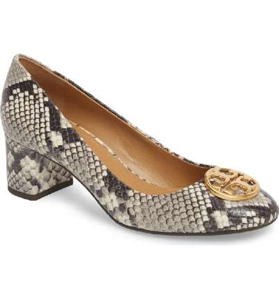 Tory Burch Women's Chelsea Round Toe Snakeskin-embossed Leather Pumps In Warm Roccia