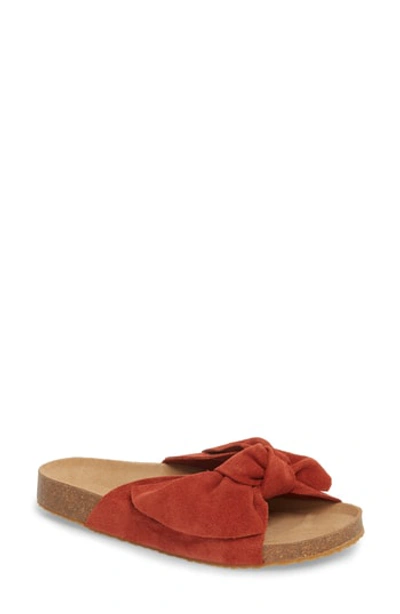 Jeffrey Campbell Sunmist Knotted Slide In Rust Suede