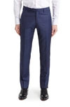 Zanella Parker Classic Wool Sharkskin Dress Pants In Navy