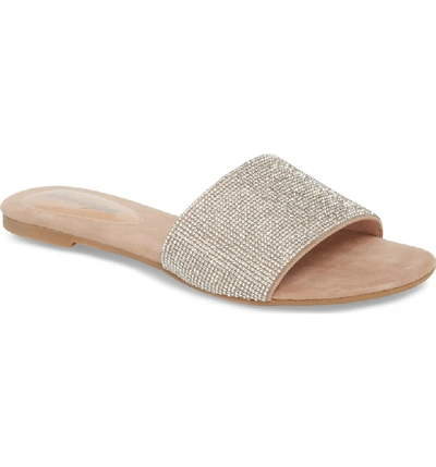 Jeffrey Campbell Sparque Embellished Slide Sandal In Champagne Combo